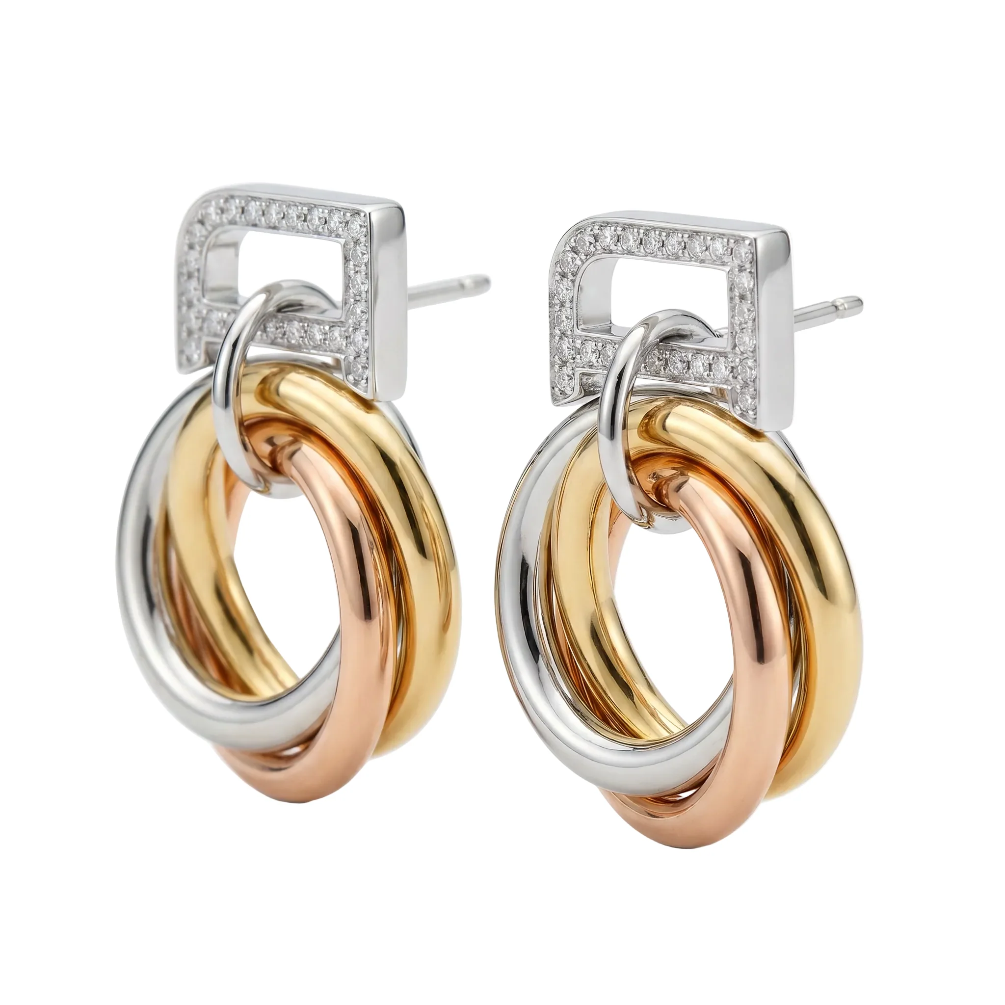 Women Bella Tri Tone Earrings - Image 3