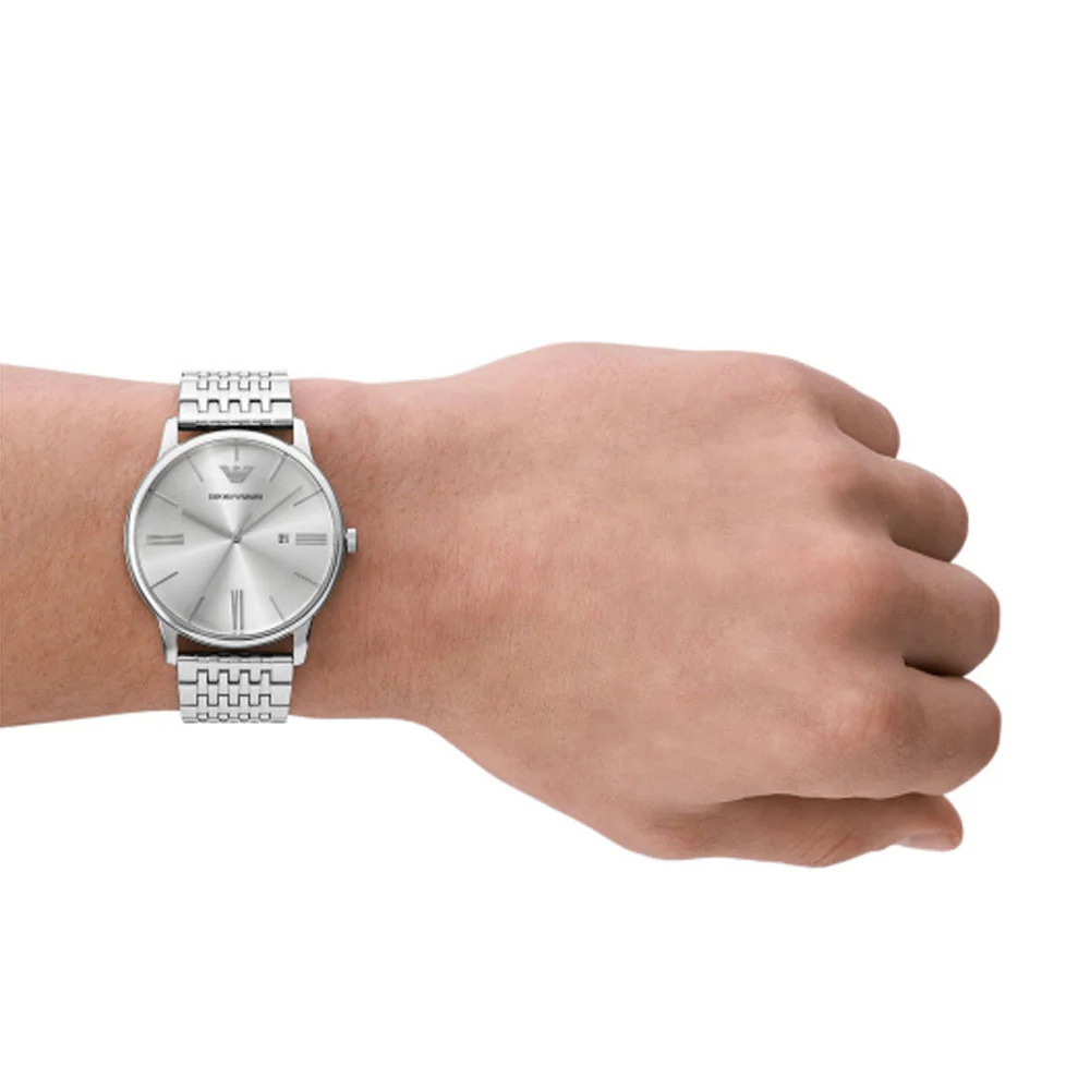Men Minimalist Silver 42mm Watch - Image 2