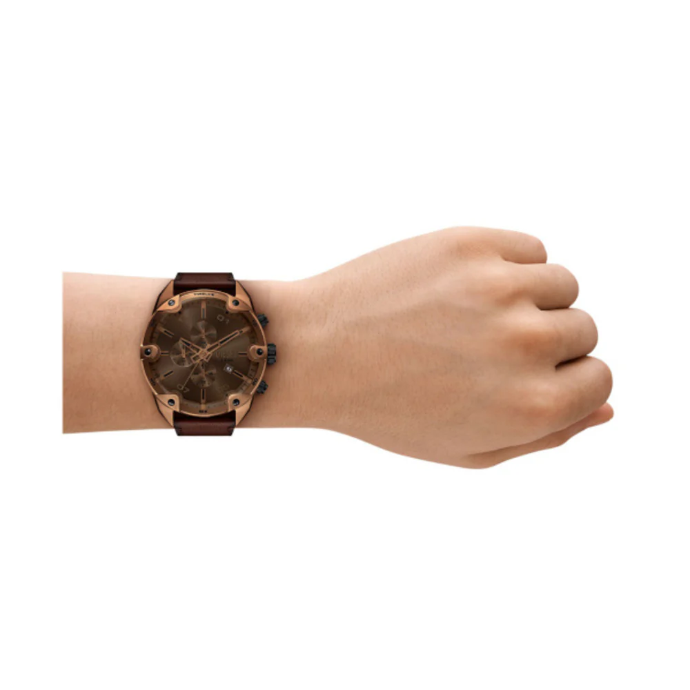 Men Spiked Brown Watch - Image 2