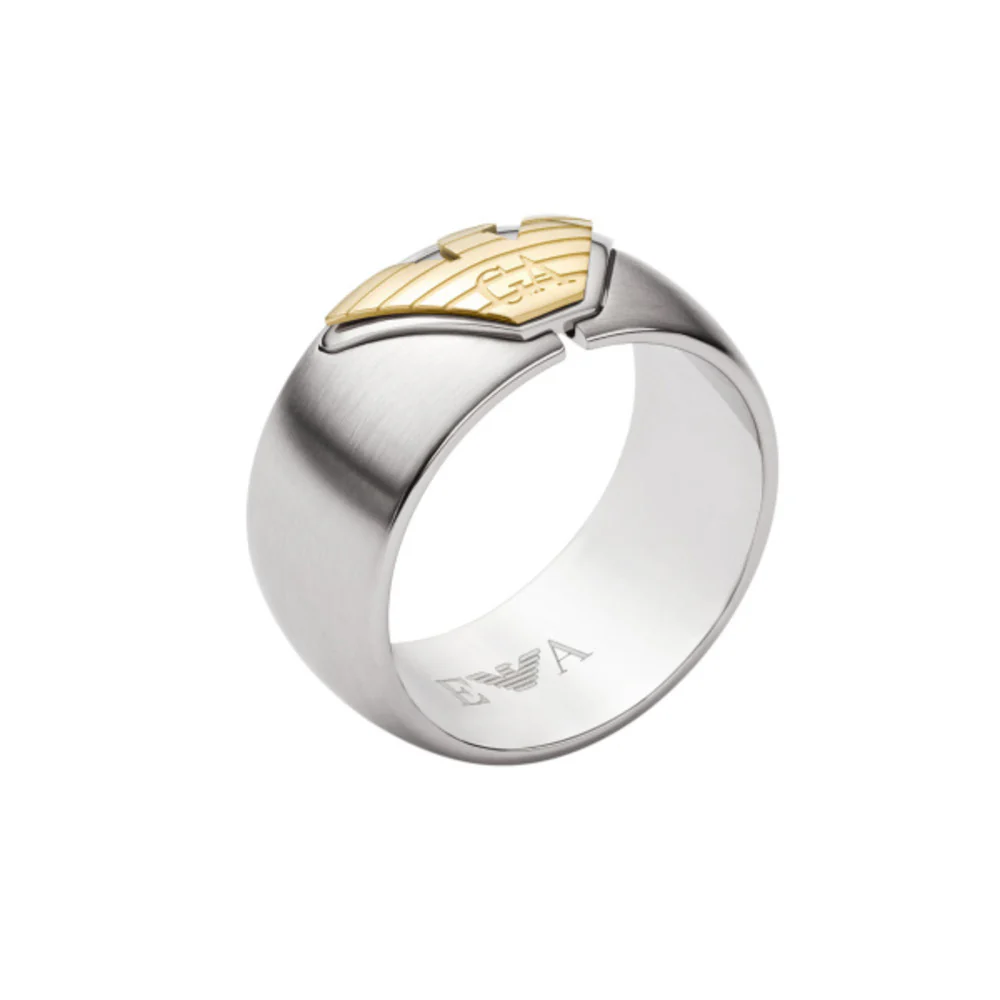 Men Eagle Logo Silver Ring - Image 2