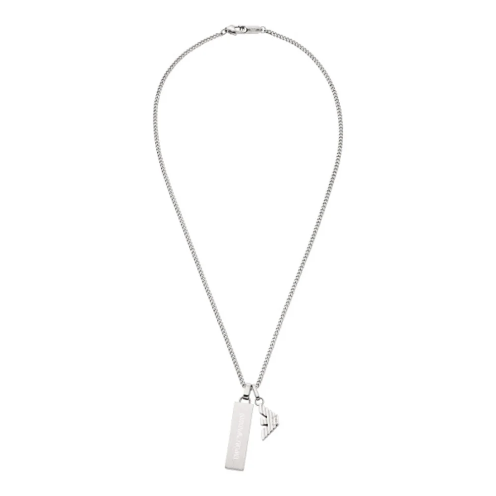 Men Eagle Logo Silver Necklace - Image 2