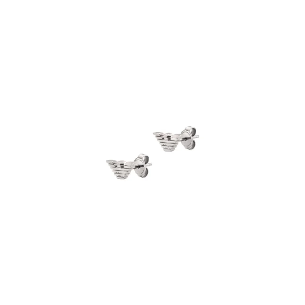 Men Eagle Logo Silver Earring - Image 2