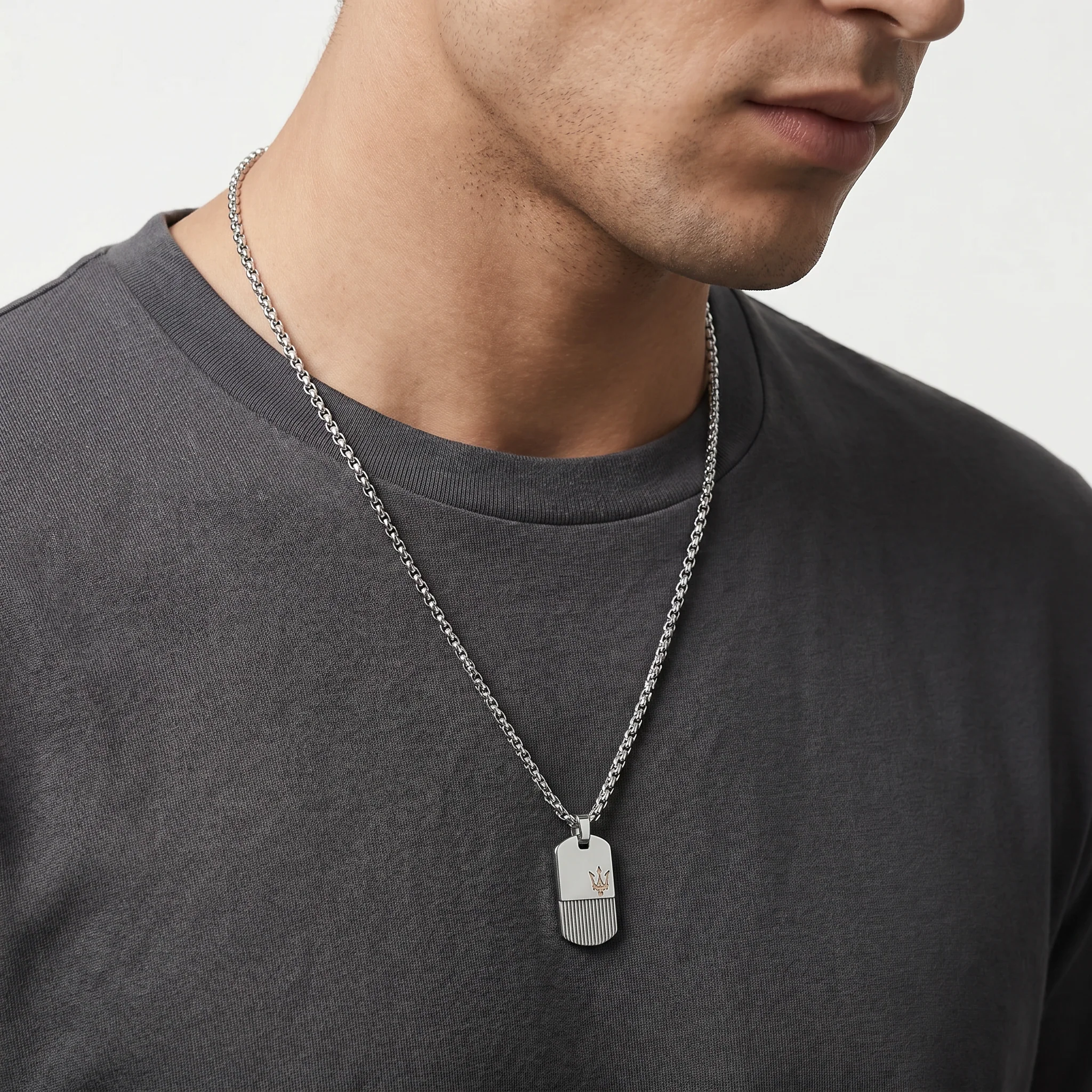 Men Maserati Silver Necklace