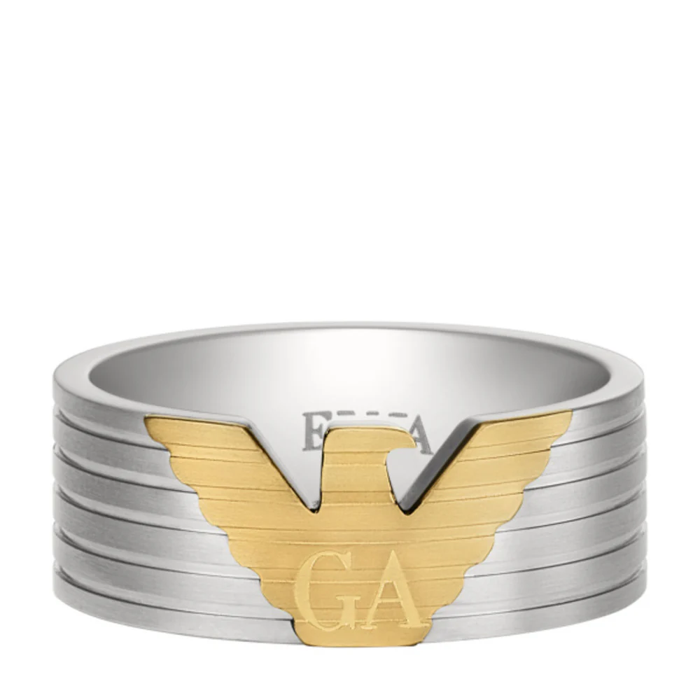 Men Eagle Logo Silver Ring - Image 2