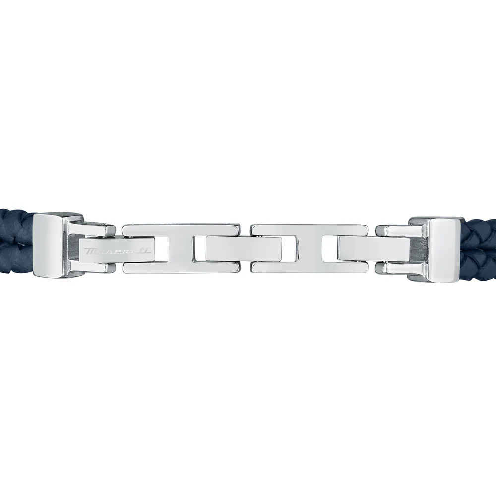 Men Recycled Leather Blue Bracelet - Image 4