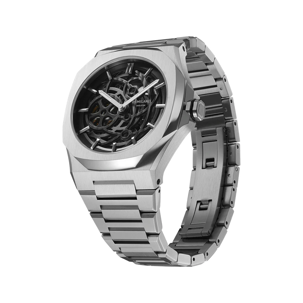Men Skeleton Silver Watch - Image 3