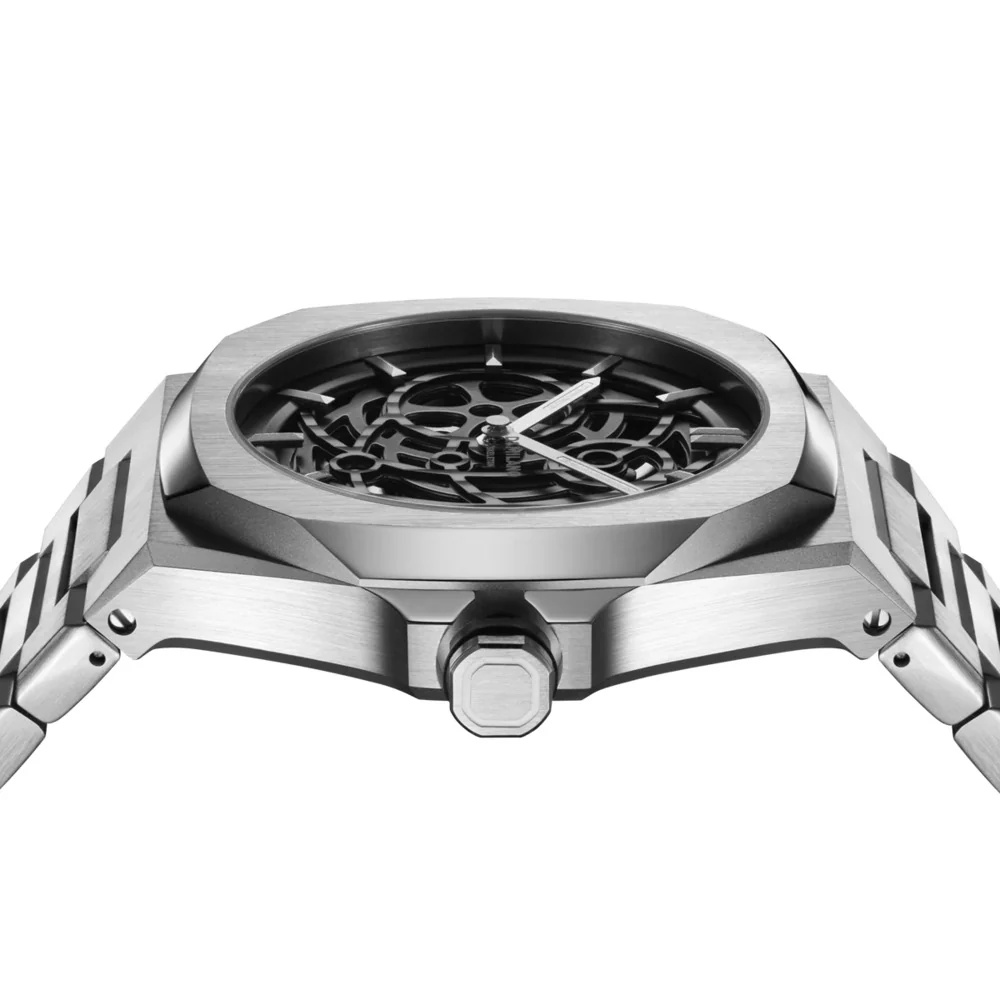 Men Skeleton Silver Watch - Image 4