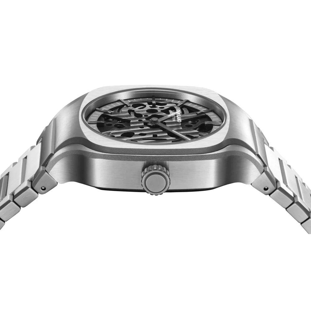 Men Square Skeleton Silver Watch - Image 4