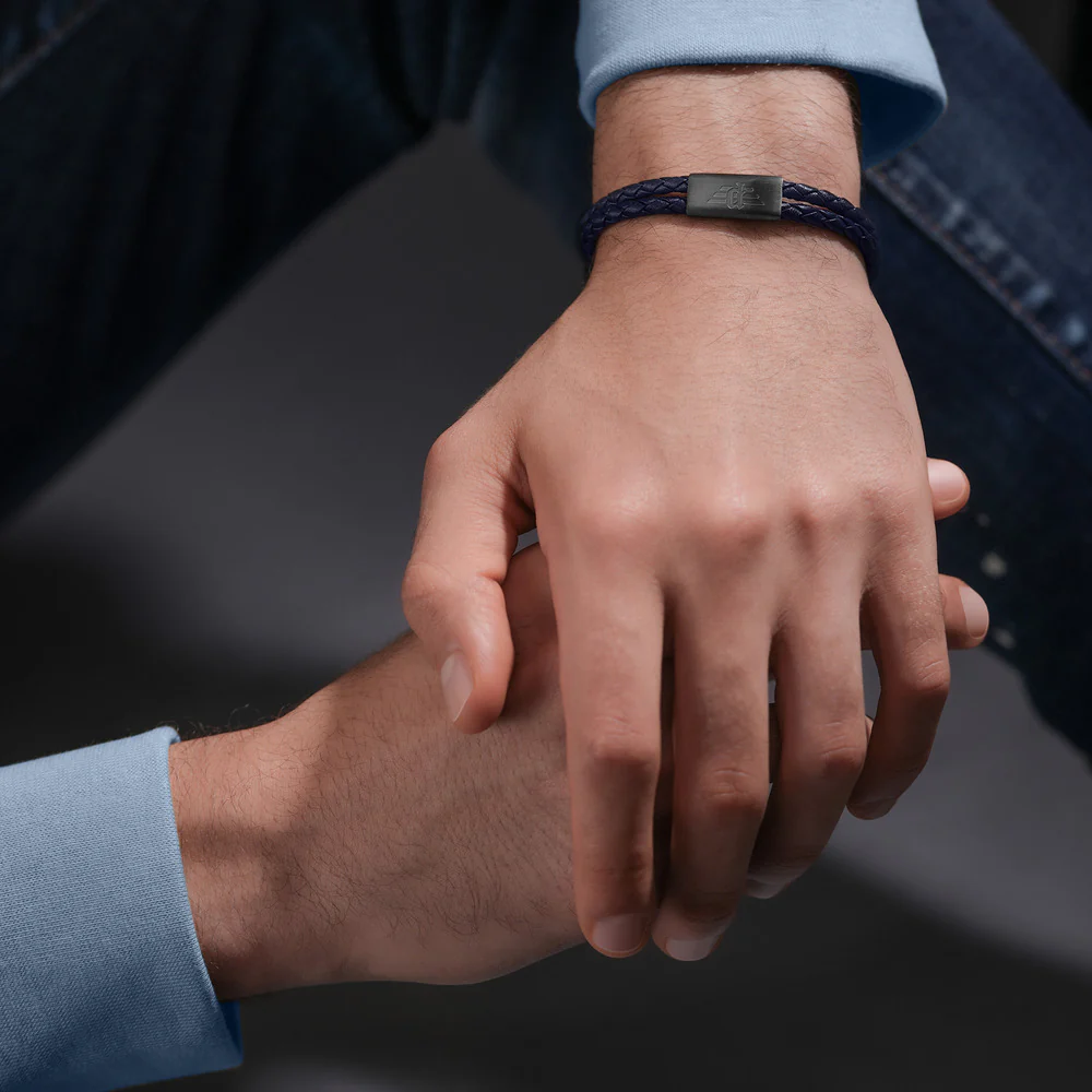 Men Parallel Blue Bracelet - Image 4