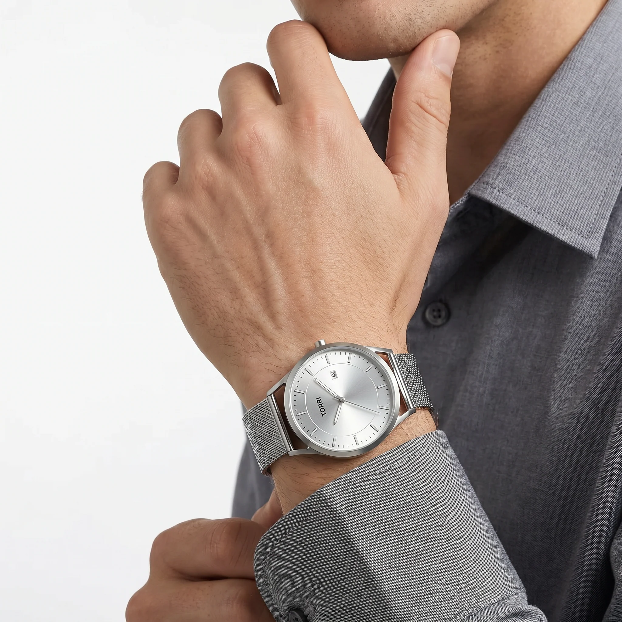 Men Silver Watch - Image 2