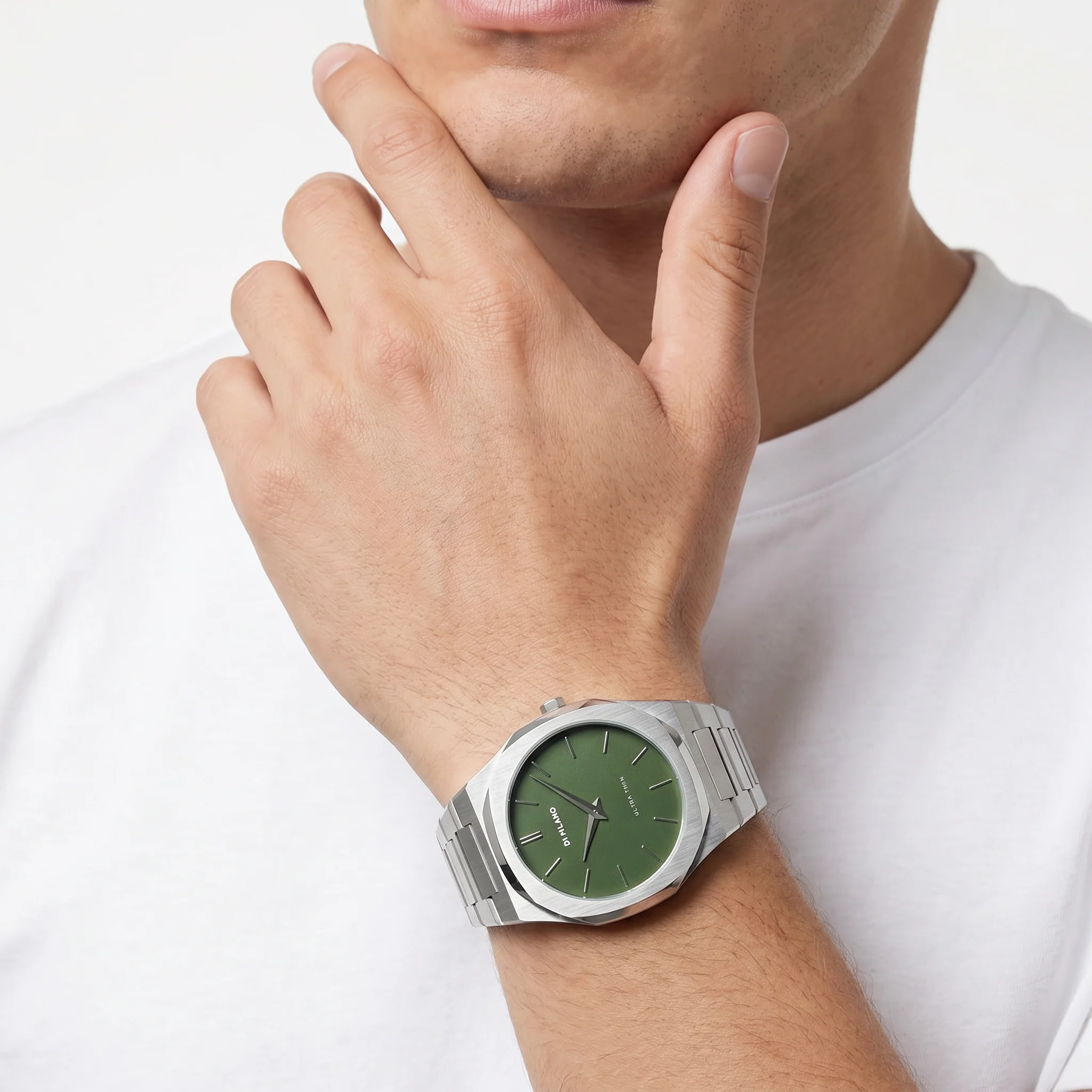 Men Ultra Thin Green Watch - Image 2
