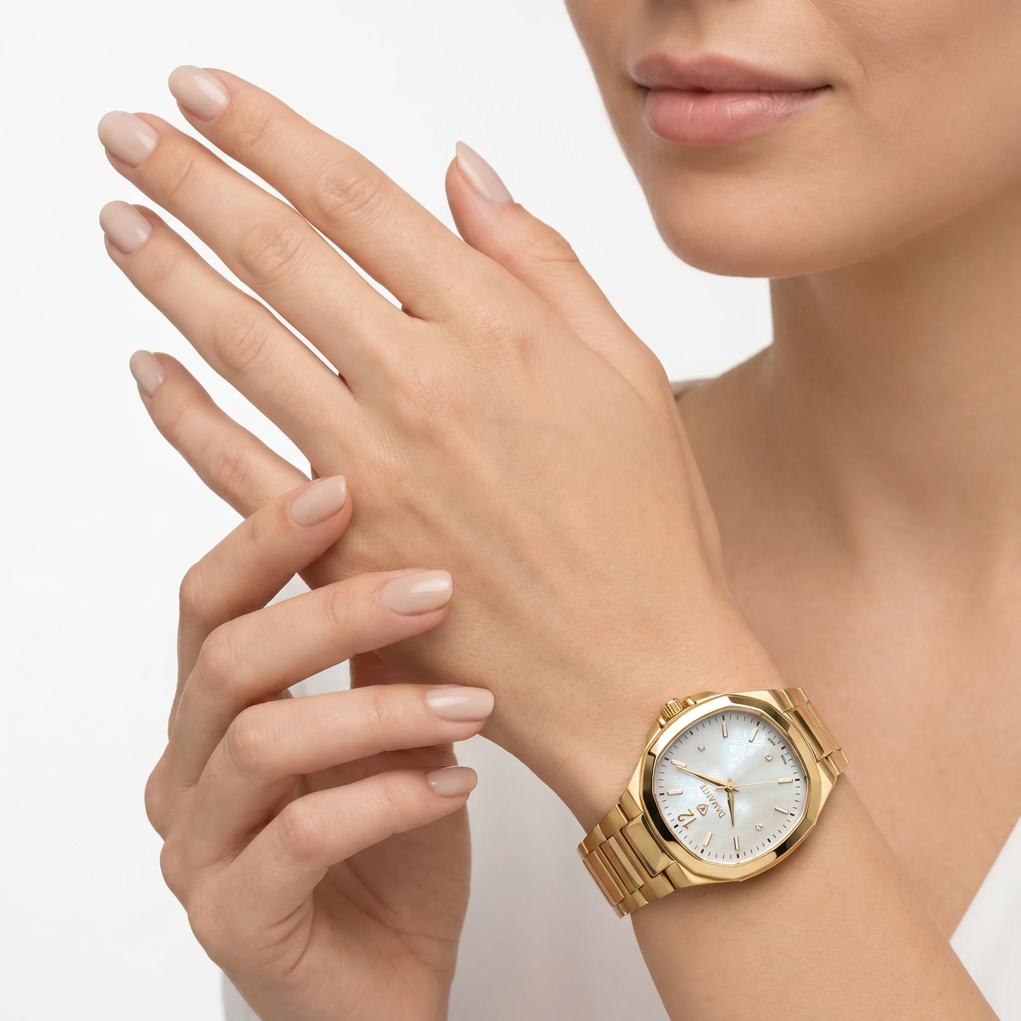 Women Faceted Gold Watch - Image 2
