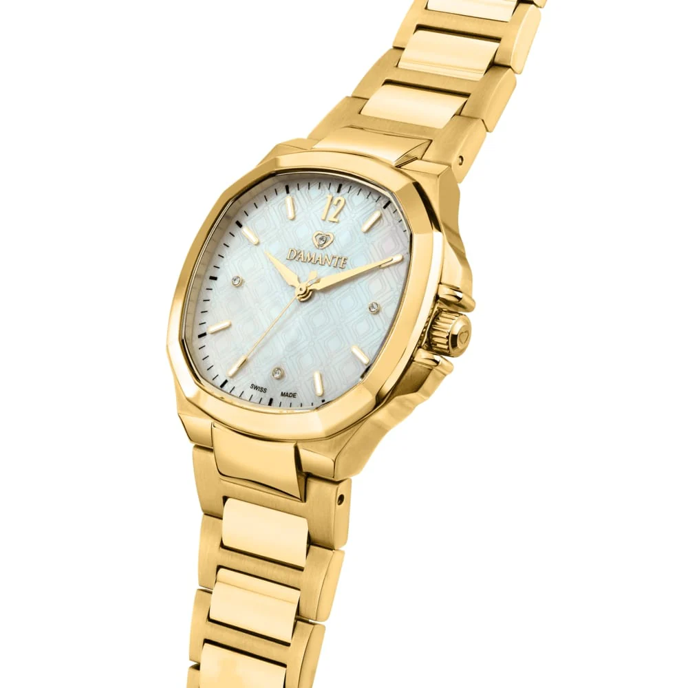 Women Faceted Gold Watch - Image 3
