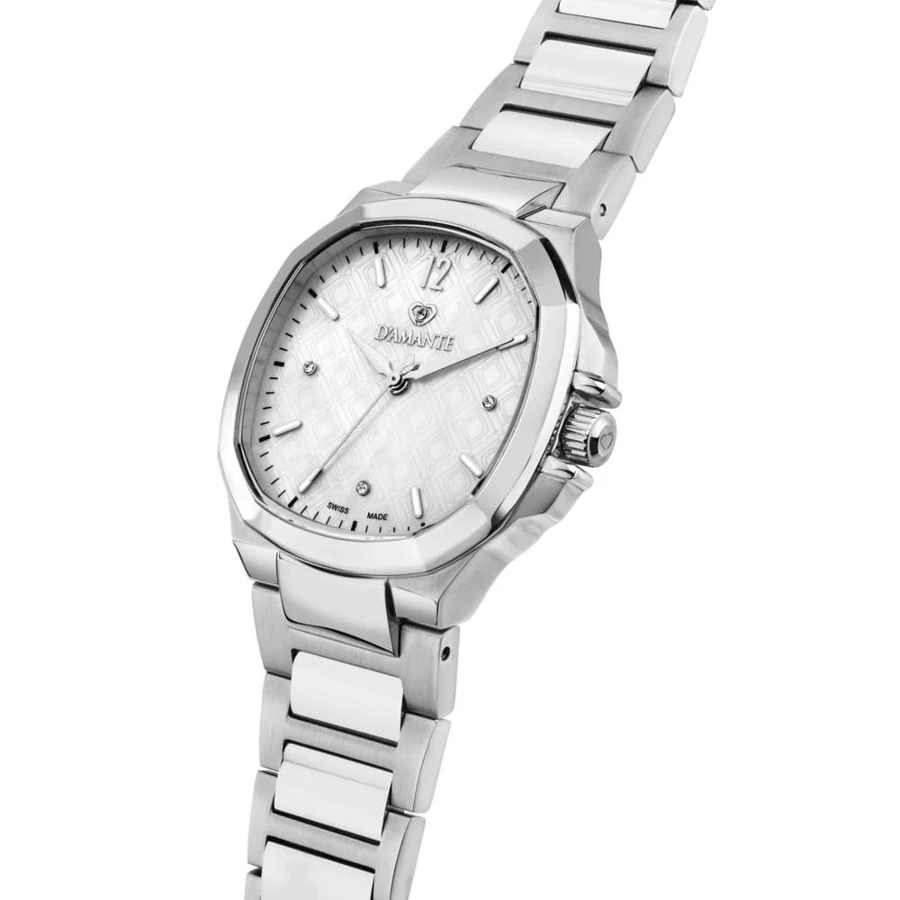 Women Faceted Silver Watch - Image 3