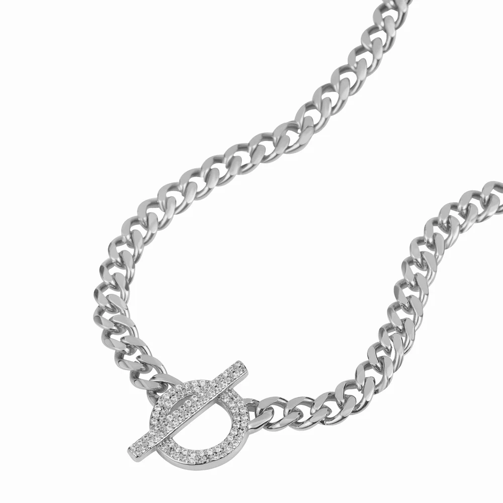 Women Orietta O Crossed White Necklace - Image 4
