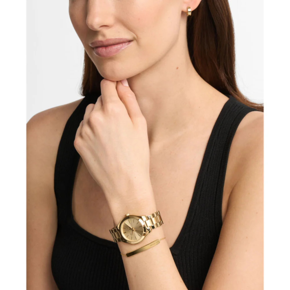 Women Slim Runway Gold Watch - Image 2